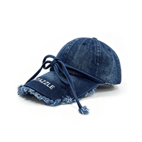 Gorra de béisbol retro estilo americano con efecto desgastado, borde deshilachado, PVC, 6 paneles, ajustable, para las cuatro estaciones, a la moda, para comercio transfronterizo.