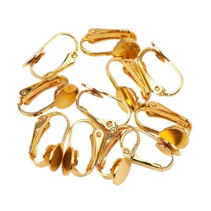 Boucles d'oreilles à clipser, 8,0 mm, rondes, en alliage de cuivre doré, en forme de U, pour oreilles non percées - Product Image 3