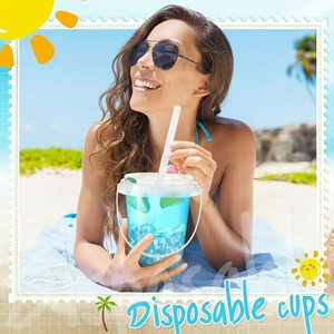 Gobelets jetables pour jus de fruits, très demandés, 16oz, 24oz, 32oz, en plastique transparent avec couvercle - Product Image 5