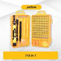 Set obeng presisi 115 dalam 1, Kit peralatan reparasi dengan kepala obeng profesional untuk Jam alat reparasi ponsel