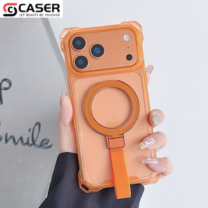 투명 네 모서리 충격 방지 자석 360도 회전 스탠드 & 스트라이프 하드 백 TPU 테두리 폰케이스 아이폰 17 16 15용 - Product Image 3