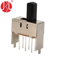 Interrupteur à glissière personnalisé SS-23E03 2P3T 3 positions vertical 20mm pour circuit imprimé traversant DC 30V 0.3A Contact plaqué argent Commande en gros