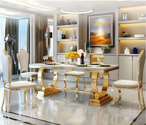 Bàn ăn mặt đá cẩm thạch - Bàn ăn hình chữ nhật hiện đại sang trọng với bề mặt chống bám bẩn - Product Image 2