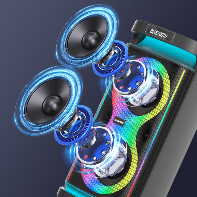 Portable 6.5 Inch RGB LED Lighting Loudspeaker for Outdoor Parties Mobile Phones Home Theatre Karaoke Player