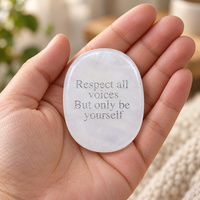 Pierres de méditation ovales en quartz blanc gravées avec messages prédécoupés pour la décoration de bureau et des cadeaux réfléchis
