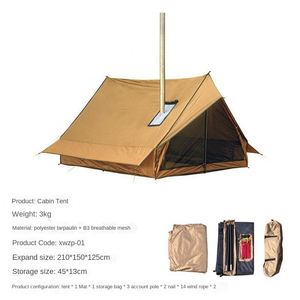 Outdoor Camping Beach Double-Layer Straight Bracing Type Four Seasons Chimney Mouth Rain-Proof Quick Opening One Bedroom - Product Image 4