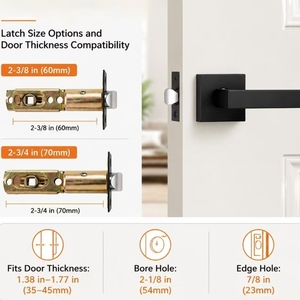 Wholesale Matte Black <b>Square</b> Lever Door Lock Heavy Duty Tubular Privacy Latch for Bedroom Bathroom Reversible Handle - Product Image 5