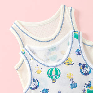 Lot <span class=keywords><strong>de</strong></span> 2 débardeurs pour garçons, imprimé ballon à air chaud <span class=keywords><strong>de</strong></span> dessin animé, sous-vêtement sans manches pour enfants, doux et respirant, gilet d'été pour tout-petits - Product Image 3