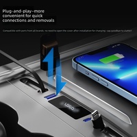 Station d'accueil centrale pour voiture avec charge rapide PD, hub USB Type-C et câble rétractable pour accessoires intérieurs Model 3/Y/YL