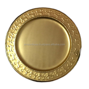 Métal fer or fini côté perlé chargeur plaque Table à manger chargeur plaque assiettes décoratives - Product Image 5