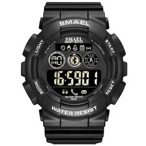 SMAEL 8013 classy shenzhen boys digital watch best PU strap world time Multi function character sports watch supplier