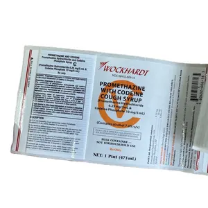 Wockhardt Fabriek Hoogwaardige Custom Geneeskunde Fles Verpakking Sticker Label