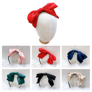 Fascia per capelli a doppio strato con fiocco grande, rosso, rosa, blu, verde, nero, beige, 12 pezzi, scatola da 600, Ref44091 - Product Image 1