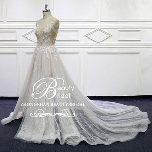 Robe <span class=keywords><strong>de</strong></span> mariée civile avec photo réelle <span class=keywords><strong>de</strong></span> couleur ivoire clair pour la mariée - Product Image 2