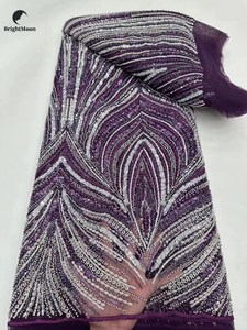 Tessuto in Pizzo Lavorato a Maglia di Alta Qualità, Ecologico, 100% Poliestere, <span class=keywords><strong>con</strong></span> <span class=keywords><strong>Perline</strong></span> Ricamate e Paillettes per Abiti - Product Image 3