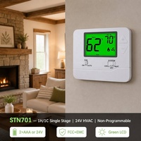 Termostat Digital 24V 1H 1C Satu Tahap Tidak Dapat Diprogram Baterai 2xAAA Mudah Dipasang Lampu Latar LCD untuk AC Kamar Hotel