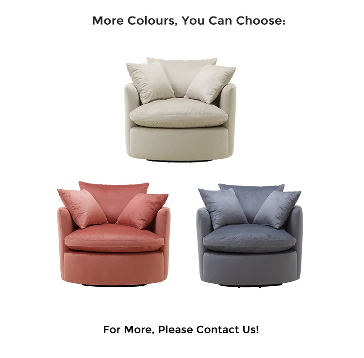 360-degree snuggle cuddle accent barrel swivel chair living room furniture fabric swivel armchair