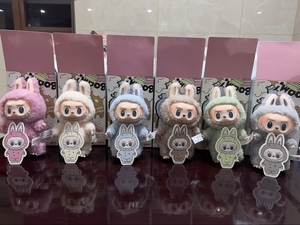 Popmart labubu ชุดมาการูนจากมอนสเตอร์ที่น่าตื่นเต้นกล่อง labubu ดั้งเดิม6ชิ้นกล่องปิดตาของเล่นตุ๊กตาผ้ากำมะหยี่ - Product Image 4