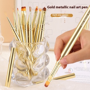 Chất Lượng Cao Vàng Bàn Chải Móng Tay Nghệ Thuật Nail Salon Công Cụ Sơn Thiết Kế Bàn Chải Nghệ Thuật Nail Vẽ Công Cụ - Product Image 1