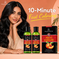 Tinte Natural a Base de Hierbas y Vinagre de Durazno para Cabello Negro, 100ml*2, 100% Cobertura de Canas, Sin Amoníaco, Coloración Permanente en Crema