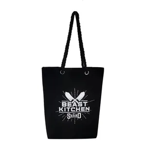 ODM graziosa borsa per lo Shopping da donna riciclabile biologico a manico lungo stampato Tote Bag in tela di cotone con Design a lettera