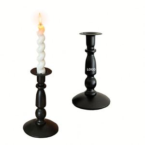Metal Elegant Decorative Matte <b>Black</b> Skinny Taper <b>Candlestick</b> Holder Multi-functional for Home Hotel - Product Image 2