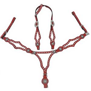 Kaamkaaj Juego de aparejos de cuero genuino para caballo estilo western con detalles de cuero crudo y costuras de hebilla, modelo de equitación personalizable KKJ01 Metal - Product Image 1