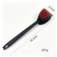 Brosse de nettoyage double face en nylon avec lame grattoir 430 et tampon à récurer, manche en PP pour barbecue et cuisine