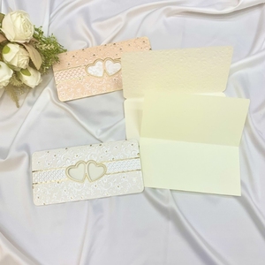 Cartes d'invitation de mariage européennes faites à la main, thème amour, couleur rose, style pochette, design floral - Product Image 6