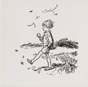 E.h. Shepard, Christopher et Apple, lithographie, signée sur la plaque - Product Image 1