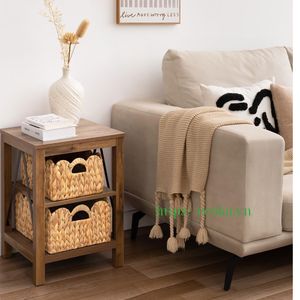 Handmade Water Hyacinth <b>Wicker</b> <b>Basket</b> with Scallop Edge Rectangular Decorative Storage <b>Basket</b> with Built-In <b>Handles</b> Organizing - Product Image 2