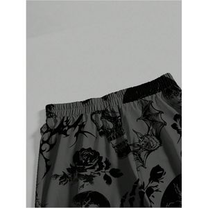 Pantalones Anchos de Cintura Alta para Mujer, Talla Grande, Estampados con Calaveras y Rosas, Estilo Grunge Urbano, Marca FOXA - Product Image 4