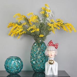 Light Luxury Creative Hydrangea Painted Gold Glass <b>Vase</b> Flower Arranger Living Room Home Glass <b>Vase</b> - Product Image 2