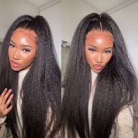 Perruque sans colle 5x5 13x6 HD Full Lace, cheveux humains raides crépus, Yaki léger, pré-épilée, couleur naturelle pour femmes noires, fournisseur