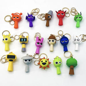 Venta caliente lindo <span class=keywords><strong>Anime</strong></span> PVC accesorios 3D 3D Sprunki figura llaveros silicona Acero inoxidable Metal cumpleaños regalo bolsa colgante - Product Image 1