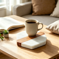 Ensemble de 4 sous-verres en marbre blanc pour boissons et thé, sous-verres faits à la main, articles cadeaux