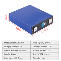 Batterie lithium-ion rechargeable prismatique LiFePO4 3,2 V 230 Ah (280 Ah) pour véhicules électriques et stockage solaire, 5000 cycles