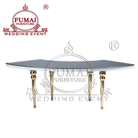 Table de réception de luxe moderne pour hôtel, structure en acier, style serpentine, dorée, pour usage extérieur