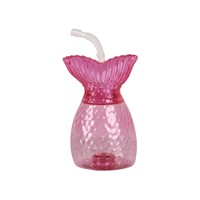 Gobelet de fête en plastique en forme de queue de poisson 550 ml avec paille réutilisable, impression personnalisée, logo personnalisé, vente en gros