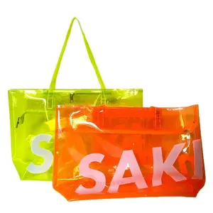 Borse per la spesa pubblicitarie con stampa in PVC colorato portatile borse regalo in plastica personalizzate