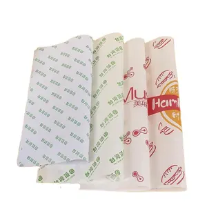 Logo Design Printed Hamburger Packing Food Grade Wax Paper Wrapping Grease Proof Paper