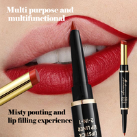 Grosir lip liner matte label pribadi kosmetik Bibir makeup foundation 2 in 1 lipstik tahan air dan liner bibir set untuk kecantikan