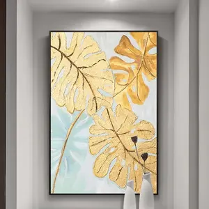 100% handgemalte abstrakte Blattgold-Kunstmalerei auf Leinwand Wand kunst Wand schmuck Bilder Malerei für Wohnzimmer Home Decor