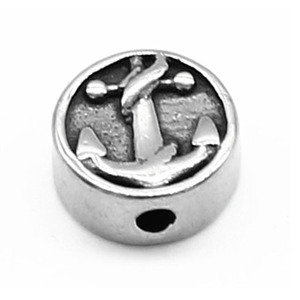 Separador de acero inoxidable redondo con forma de ancla Yunnique para la fabricación de pulseras y accesorios de joyería - Product Image 1