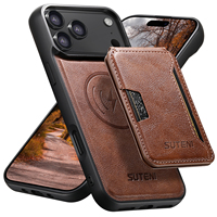 Coque de téléphone SUTENI pour iPhone 18 Pro Max avec chargement magnétique sans fil 2-en-1, support porte-cartes, en similicuir de luxe, compatible 17 16 Plus 15 14