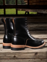 Bottes robustes de style Monkey en cuir véritable avec coutures Goodyear-Welted, bout mocassins, pour hommes