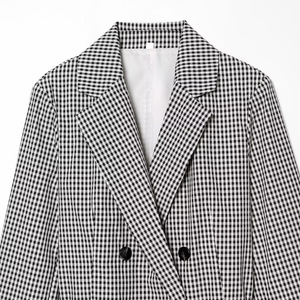 Blazer a Cuadros Clásico con Cinturón para <span class=keywords><strong>Mujer</strong></span>, Verano 2026, Estilo Europeo, <span class=keywords><strong>Chaqueta</strong></span> <span class=keywords><strong>de</strong></span> Oficina, Fabricante <span class=keywords><strong>de</strong></span> Ropa en China, OEM/ODM, Abrigo Formal - Product Image 3