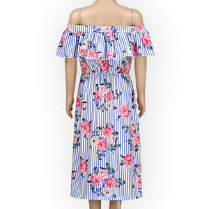 Ropa de Bebé Niña con Estampado Digital Personalizado, Vestido Largo con Hombros Descubiertos y Estampado Floral, Venta al Por Mayor - Product Image 5