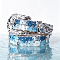 Vintage Gürtel mit Legierungsschnalle, PU-Leder, Amerikanischer Leopardenmuster, Strass, Vollbesetzt mit Diamanten, Western-Denim-Stil, Hochwertiger Damen-Taillengürtel