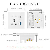 Enchufe Inteligente WiFi OCY UK 13A, Enchufe Universal con USB Tipo-C de Carga Rápida de 20W, Interruptor de Pared de Vidrio, Tomacorriente Eléctrico de 240v